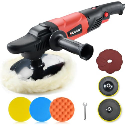 AOBEN Rotary Buffer Polisher,1200W 6-inch/ 7-inch Car Buffer,Car Polisher Waxer Kit with 6 Variable Speed 1000-3500RPM & 4 Polishing Pads,Detachable Handle for Boat,Car Polishing and Waxing - size: AT3501A