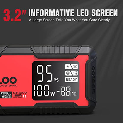 GOOLOO GT4000 Arctic Jump Starter with -40°F Battery Preheat Technology | 4000A Peak • Reliable Starts at -40°F • 100W Two-Way Fast Charging • Starts up to 12L Gas & 10L Diesel Engines