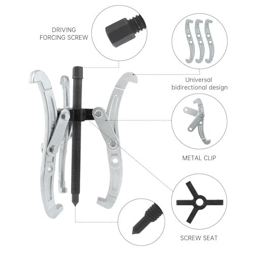 ChgImposs 10 Inch 3-Jaw Gear Puller, 2 Jaw 3 Jaw Puller for Pulley Gears Bearings and Flywheels, Heavy Duty Pulley Puller with Reversible Jaws, High Carbon Steel Removal Tool Bearing Puller Tool - size: 10 Inch