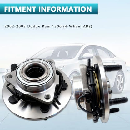 515073 Front Wheel Bearing Hub Assembly for 2002 2003 2004 2005 Dodge Ram 1500 (2PCS) - size: 515073