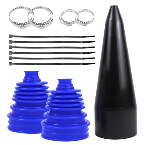 Wuyaoyao 13PCS CV Axle Boot Repair Kit, 2PCS Silicone CV Boot with 4 Stainless Steel Clamps & 6 Cable Ties & Expander Tool, Waterproof Dustproof CVs Joint Boots Kit, Universal Car Accessories (Blue) - color: Blue