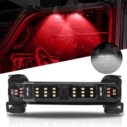 SUNPIE UTV Dome Light Battery Powered SXS Interior Lights Upgrade Button Wireless Roll Bar Magnetic LED Lighting for RZR Talon/Pioneer CanAm(All Model) Teryx/Mule Yamaha ATV SUV for Night Visibility - color: 1 PC of White and Red