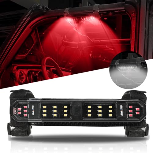SUNPIE UTV Dome Light Battery Powered SXS Interior Lights Upgrade Button Wireless Roll Bar Magnetic LED Lighting for RZR Talon/Pioneer CanAm(All Model) Teryx/Mule Yamaha ATV SUV for Night Visibility - color: 1 PC of White and Red