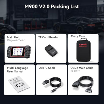 iCarsoft M900 V2.0 Full Systems Diagnostic Scan Tool for Mercedes Benz/Sprinter/Smart/Maybach from 1996–Present OBD2 Scanner Code Reader 9 Resets Battery Test CAN-FD AUTOVIN Lifetime Free Update - style: Wider Systems In-depth Scan