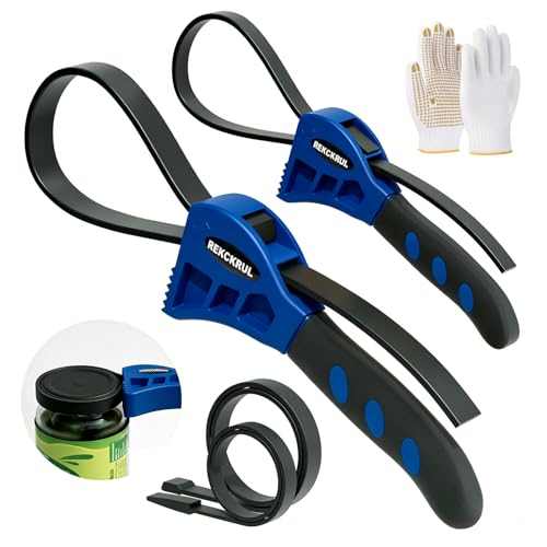 2 PCS Heavy-Duty Strap Wrench Set Upgrade 4" to 6" Diameter Blue | Adjustable Oil Filter Wrench, Reinforced Rubber - Jar Opener, Plumbing Tool for Shower Heads, Water Filters, Pipes - color: Blue