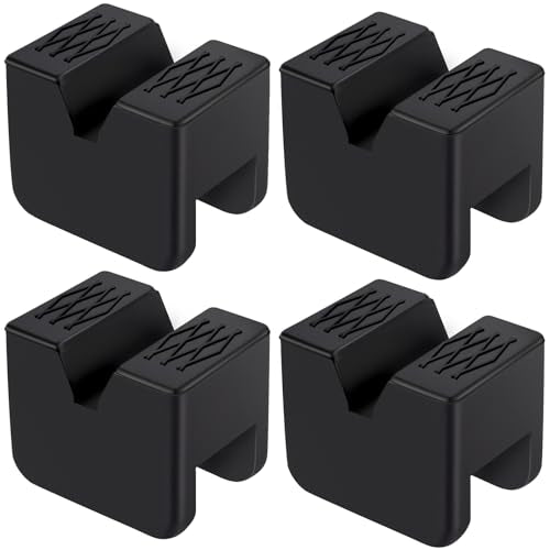 4-Pack Car Jack Stand Pads, Fits 3 Ton Rubber Jack Pad Adapter with Non-Slip Ridges, Universal Rail Pinch welds Protector for Protecting Car Chassis