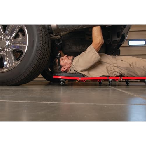 Performance Tool W85034 36-Inch Z-Frame Folding Automotive Creeper, All-in-One Adjustable Roller Garage Seat, Lay Down or Sit, 300 lbs. Capacity, Under Car Creeper, Padded with 6 Swivel Casters