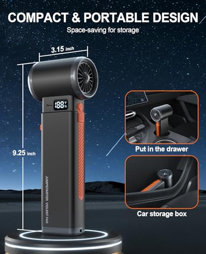 Portable Car Battery Jump Starter 6000A Jumper Box Combo Compressed Air Duster & Vacuum Cleaner Function, 12V Battery Charger Booster Power Pack with Turbo Fan, 3-Speed Blower for Snow/Leaves/Dust - color: Gray