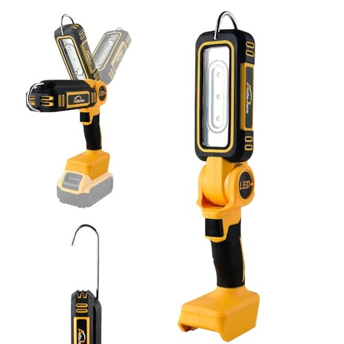 Cordless LED Work Light for Dewalt 20V 2500LM Battery Light with Hook Portable 2 Lighting Modes Inspection Light for Car Repair, Workshop, Camping, Outdoor (NO Battery) - style: For Dewalt 20V Battery