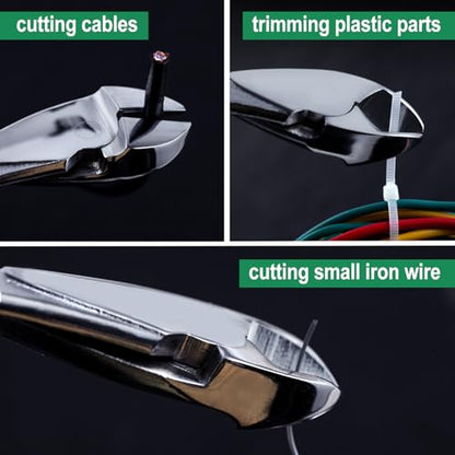 Diagonal Cutters Large Head Diagonal Chrome Pliers 8-Inch | Diagonal Cutting Multi-Purpose Pliers with Angled Head Heavy Duty Cutting Pliers for Cutting Electrical Artificial Wires - style: Diagonal Cutters