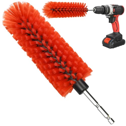 1 Pack Drill Brush for Car Wheel and Bottle(Red) | for Wheels, Rims, Engines, Exhaust, Bottle - color: 1 Pack Red