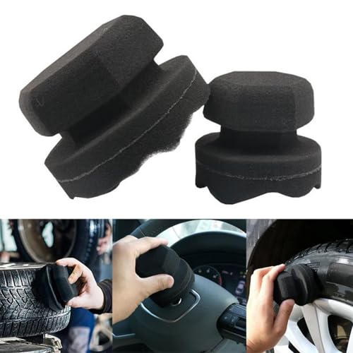 Set of 3 Tire Shine Applicator Pads - Wheel Care, Car Detailing Tools, Microfiber Reduces Abrasion & Washable, for Cars/SUVs/Trucks, Home Garage DIY Tire Care