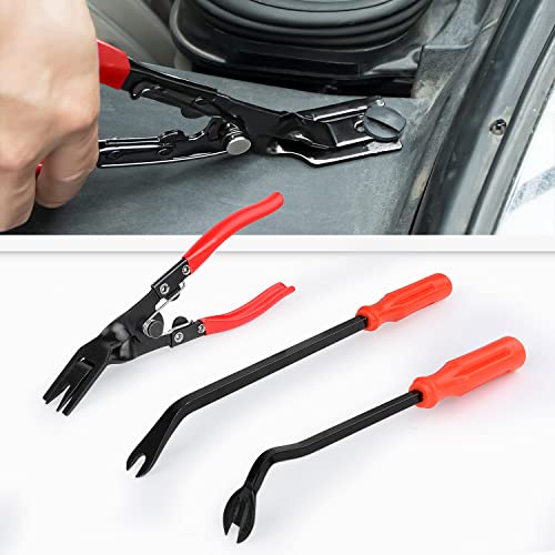 Nilight 3PCS Clip Pliers Set & Fastener Remover Auto Trim Removal Tool Kit Auto Upholstery Combo Repair Kit with Storage Bag for Car Panel Dashboard - color: 3pcs Fastener Remover