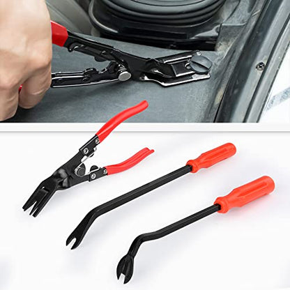 Nilight 3PCS Clip Pliers Set & Fastener Remover Auto Trim Removal Tool Kit Auto Upholstery Combo Repair Kit with Storage Bag for Car Panel Dashboard - color: 3pcs Fastener Remover