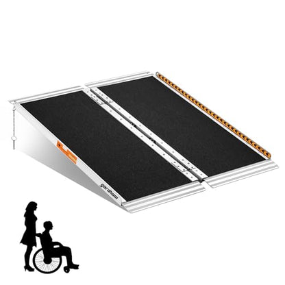Portable Wheelchair Ramp 3FT, gardhom Non Skid Aluminum Folding Wheelchair Ramp Handicap Ramp Wheel Chair Ramps for Home Entrance Threshold Doorways Stairs Curbs Scooter - size: 3 Foot (Pack of 1)