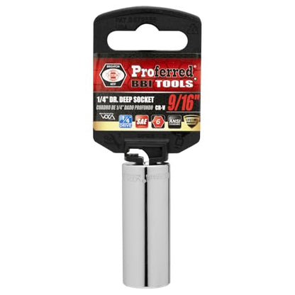S15118 1/4" Drive SAE Socket, 9/16" Deep 6 Point - size: 9/16 INCH, style: DEEP