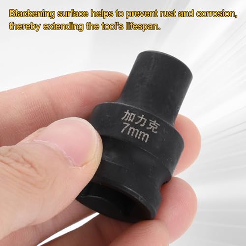 HARFINGTON 3pcs 4 Point Square Socket 1/2" Drive 7mm Metric Square Impact Socket CR-V Blackening Standard Wheel Sleeve Pneumatic Sleeve Tool for Auto Repair Mechanical Maintenance Home Use - size: 7mm