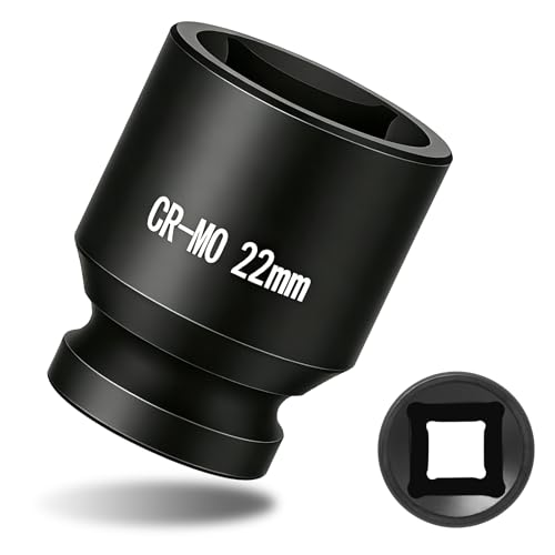 1/2" Drive 22mm Impact Socket Metric Standard Impact Socket Blackening Finish 4 Point Square Socket made with Chrome Molybdenum Alloy Steel for Auto Repair Mechanical Maintenance Removal of Axle Nut - size: 22mm - 4pt, style: 1/2" Drive Standard Socket