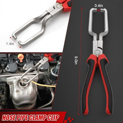 6Pcs Fuel Line Disconnect Tool Set,Hose Pipe Clamp Clip,Hose Clamp Tool,9"Fuel Filter Caliper,Hose Remover Pliers,30 Degree Disconnect Pliers for Automobile fuel system maintenance.