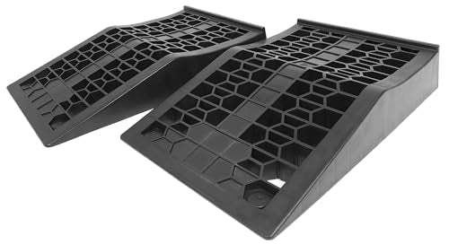MAXXHAUL 50699 Low Profile Car Ramps for Vehicle Maintenance & Display, Short Incline for Floor Jack Support (2-Pack), 4,400 lb Capacity (2,200 lbs per Ramp) - size: Compact Length