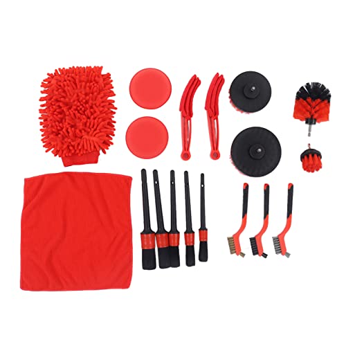 18pcs Car Wash Cleaning Tools Kit, Car Detailing Brush Set with Collapsible Bucket Wash Mitt, Tire Brush for Cleaning Automobile Interior, Exterior, Wheels, Dashboard, Leather, Air Vents