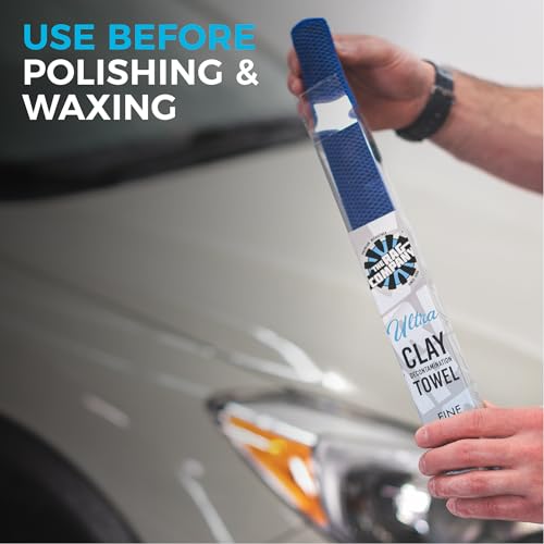 The Rag Company Ultra Clay Towel - Clay Bar Results in Minutes, Smooth Paint Fast, Enhance Gloss & Wax Bond (12"x12")