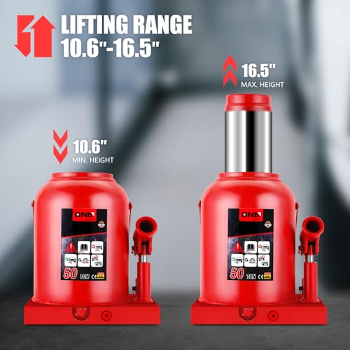 DNA Motoring 50 Tons / 110231 lbs Lifting Automotive Welded Hydraulic Bottle Jack for Repair Vehicle, Pickup, Truck, w/Manual Handle, Red,TOOLS-00365 - color: red, style: 50 ton