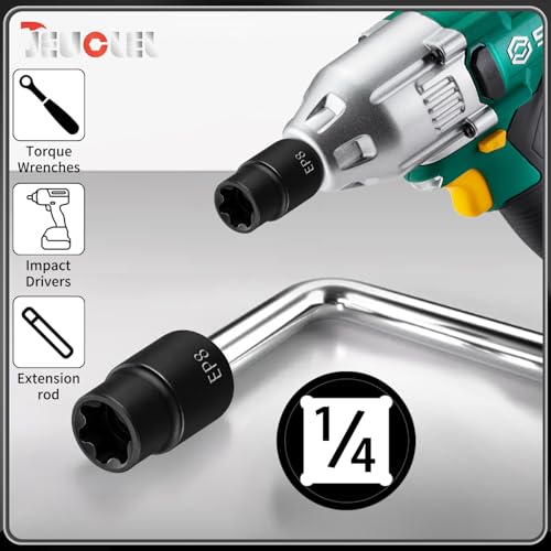 EP Socket EP8, 6 Point 1/4” Dr Female External E-Torx Plus Socket | EP Socket, Female External, E-Torx Plus Socket, External, Cr-V Steel, High Deformation Prevention - size: EP8