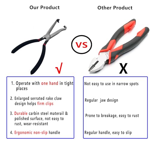 Qucik-Release Automotive Connector Tools, Automotive Connector Pliers, Car Electrical Disconnect Pliers, Applies to Long Spark, Fuel Line & Push Tab Style Plugs