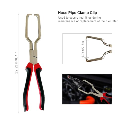8Pcs Fuel Line Pliers Set, Fuel Line Disconnect Plier Tool Set | Fuel Line/Hose Clamp/Removal Pliers, Electrical Disconnect, Push Pin Tools, Relay Puller/Panel Clip Remover & Filter Caliper