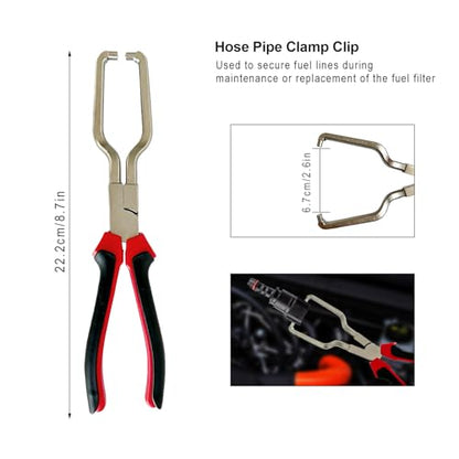 8Pcs Fuel Line Pliers Set, Fuel Line Disconnect Plier Tool Set | Fuel Line/Hose Clamp/Removal Pliers, Electrical Disconnect, Push Pin Tools, Relay Puller/Panel Clip Remover & Filter Caliper