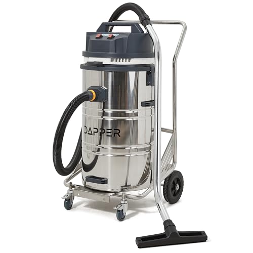 Dapper Supply 21 Gallon Heavy-Duty Industrial Wet/Dry Vacuum, Dual Motor, 3.3 HP, 222 CFM, 27" Squeegee, 120V/20A Plug, 2 Year Warranty - Ideal for Construction Sites, Warehouses & Industrial Cleanup - size: 21 Gal