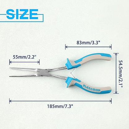 SPEEDWOX 7 Inches Long Reach Needle Nose Pliers with Serrated Jaw | Slim Extra Long Plier, Long Nose Mini Precision Wire Looping, Hard to Reach Narrow Spaces, High Leverage Fine Tips - style: Needle Nose Pliers with Teeth