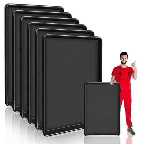 6 Pcs Extra Large Oil Drip Pan, 35.4×24×1.6Inches Oil Drain Pan for Under Car,Plastic Oil Drip Tray for Garage, Fridges, Washing Machines, Cat Litter Box,Keeps Floors Safe & Clean - size: 6 Pack