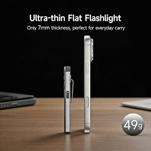 Sekrro K18pro Flat EDC Flashlight, 650LM Micro-Arc Oxidation Pocket Light, USB-C Rechargeable Handheld with UV & Red Light, Magnetic Work Light for Repair, Camping, Everyday Carry