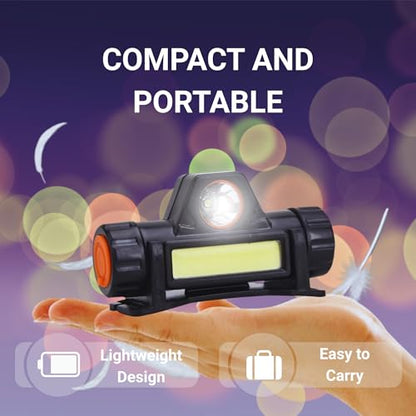 Magnetic LED Work Light & Rechargeable Headlamp - 2.7oz Ultra-Lightweight Task Light for Mechanics, DIY Repairs & Home Improvement - Motion Sensor, 90° Tilt & Hat Clip - Professional Gear