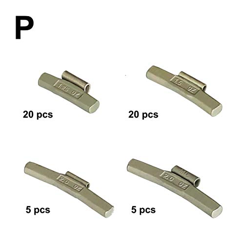 P-M50 Wheel Weight Kit P Style Grey 50pcs/kit: 1 1/4oz 20pcs, 1 1/2oz 20pcs, 2oz 5pcs, 2 1/2oz 5pcs - size: P-M50