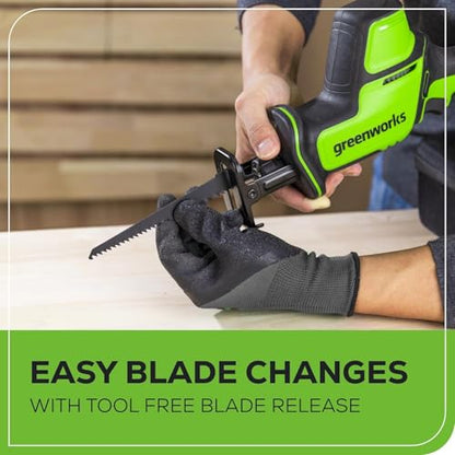 Greenworks 24V 5pcs Brushless Power Tool Combo kit: 310 in. -lbs Drill Driver, 1950 In. Ibs Impact Driver, Reciprocating Saw, Circular Saw, Flashlight With 3×2Ah Batteries & 2×Fast Charger - size: 5PCS Combo Kits