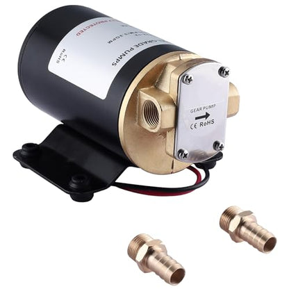 NovelBee Self Priming Impeller Pump,3.2GPM Gear Oil Pump,Self Priming Oil Change Extractor Pump for Diesel Lubricants Machinery Fuel Scavenge Oil Transfer (12V)