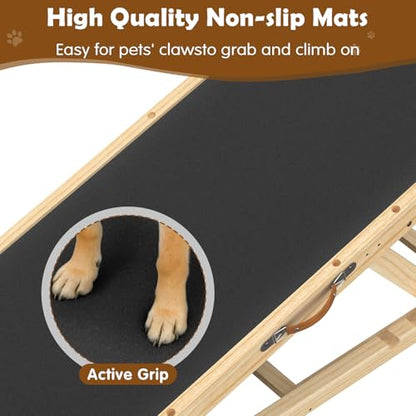 Dog Ramp for Bed and Couch 55" with Non-Slip Surface & Side Rails | 6 Adjustable Heights (19.7"-27.6"), 250 lb Capacity, Safe Mobility for Senior Large Dogs, Non-Slip Silicone Surface - size: 55.11"L*20.21"W*19.68"~27.55"H