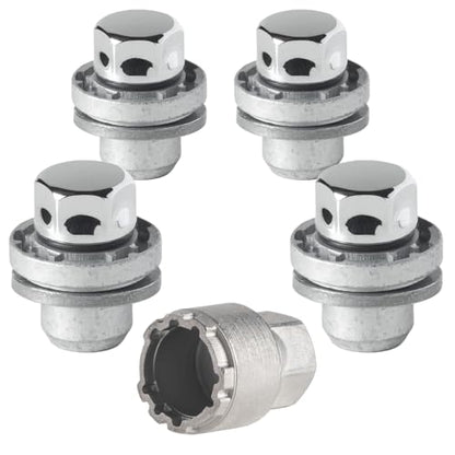 Farad GalaxyLock 382/M Chromed Lug nut Wheel-Locks Kit Suitable for Toyota Camry (M12 X 1.5 Thread Size) - Set of 4 Lug Nuts + 1 Key