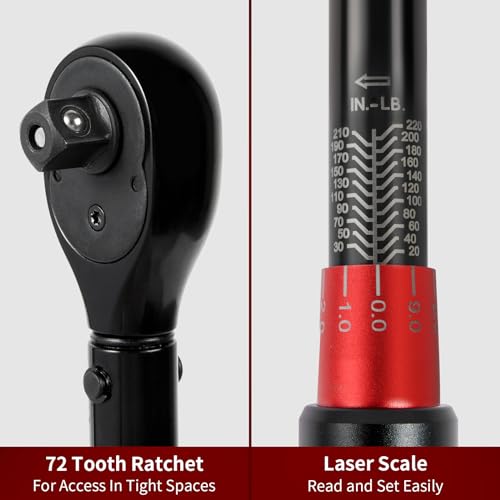 Hairich Torque Wrench Bicycle,1/4 inch drive 2.3-24.9 N.M/20-220IN.LB, Bike Torque Wrench Set,30PCS Click Torque Wrenches with 1/4 Ratchet Wrench, Extension Bar, Sockets for Bicycle - size: 30PCS 1.67-18.33 FT.LB
