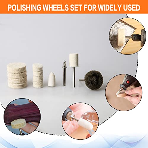 134PCS Buffing Wheels Polishing Kit for Dremel, Polishing Wheel Polishing Bits for Rotary Tool Accessories with 1/8" Shank, Abrasive Wheel Buffing Wool Felt Sanding Kit for Jewelry Wood Metal Watch - style: 134PCS Buffing Wheels