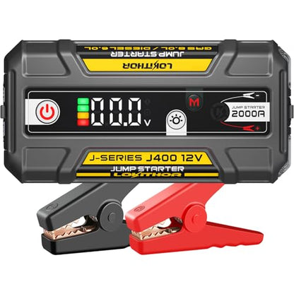 LOKITHOR J400 Jump Starter - 12V 2000A Lithium Battery Jump Pack, Portable Jump Box, Car Starter, Jumper Cables - for Up to 8.0L Gas & 6.0L Diesel Engines | ConnectMax Tech - Smart Digital Display - color: Yellow