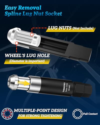 Spline Lug Nut Socket Set, 6/7/10 Spline Lug Nut Key | 8 Piece Wheel Lock Key(6 Spline Lug Nut Socket, 7 Spline Lug Nut Key, 10 Point Socket)