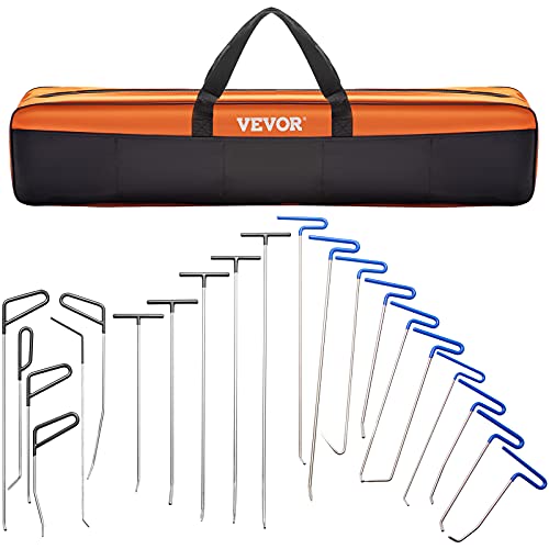 VEVOR Rods Dent Removal Kit, 21 Pcs Paintless Dent Repair Rods, Stainless Steel Dent Rods, Whale Tail Dent Repair Tools, Professional Hail Dent Removal Tool For Minor Dents, Door Dings And Hail Damage - style: 21 Pcs with 21 Rods