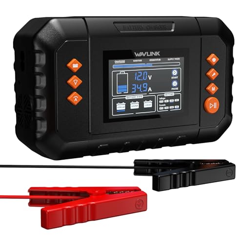 WAVLINK 450W Smart Battery Charger, Max. 35A Trickle Charger with LCD Display, for 6V/12V/24V Lead-Acid/Lithium/LiFePO4 Batteries, Battery Maintainer and Desulfurizer for Cars, Boats, Motorcycles - color: 35-AMP