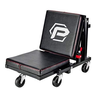 Powerbuilt 2-in-1 Rolling Creeper Seat Converts from High to Low Roller Seat, Fast, Tool-Free Conversion, Garage, Shop, Brake Jobs, Washing, Detailing, Maintenance, Thick Pad, 3-in. Casters - 240298 - style: 2-in-1