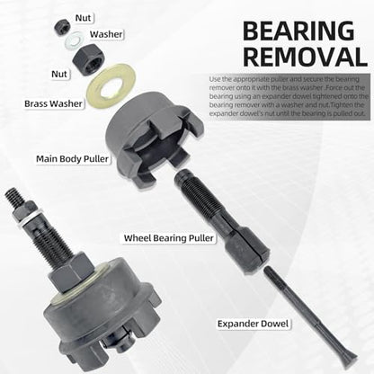 ‌Motorcycle Wheel Bearing Puller Tool Kit for Harley Davidson (2000+) | Fits 3/4", 1", 25mm Bearings Removal & Installation Tool