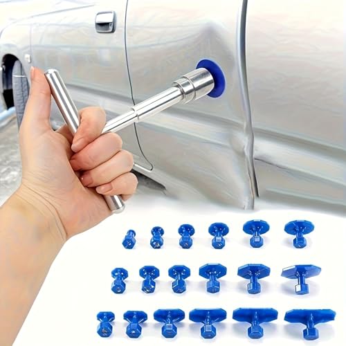 Car Dent Puller Kit, Paintless Dent Repair Tools, Dent Remover Tool for Car Body, Car Dent Repair Kit with T Slide Hammer, Universal Portable Car Tools for Most Cars, Suvs